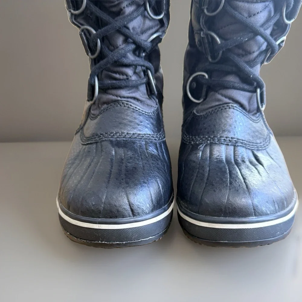 Sorel Tofino Snow Boot Womens Size 8 Black Quilted Fur Waterproof BARELY USE
